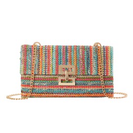 Ynport Crefreak Women's Straw Shoulder Bag - Summer Woven Crossbody Purse, Beach Wicker Rattan Envelope Clutch, Boho Party Handbag for Women