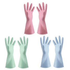 KSVFTB 3 Pairs Washing Up Gloves, Reusable Rubber Gloves, Kitchen Gloves for Washing Dishes With Non-Slip Grip, Cleaning Gloves with Embossed Palm for Kitchen & Bathroom Cleaning