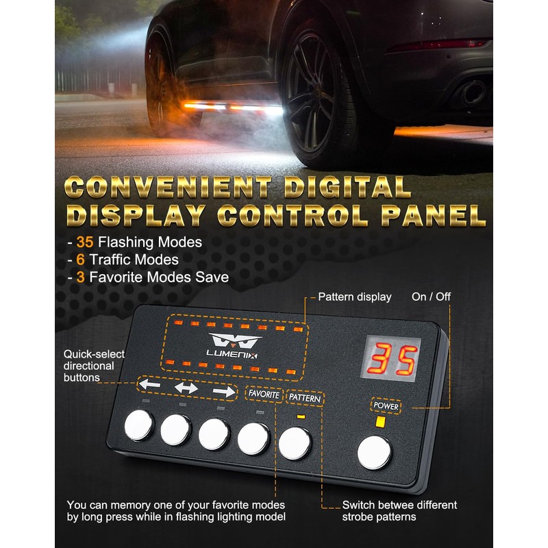 LUMENIX 70 Inch Emergency Running Board Rigid Strobe Lights Strip
