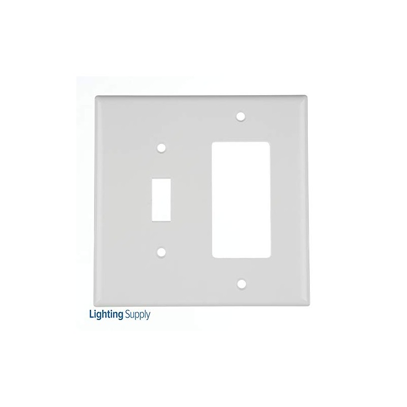 Leviton 2-Gang 1-Toggle 1-Decora/GFCI Device Combination Wallplate, Midway Size, Thermoset,