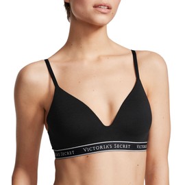 Victoria's Secret Lightly Lined Wireless T Shirt Bra, Smoothing, Adjustable Straps, Bras for Women, Black Logo Band, 38DDD