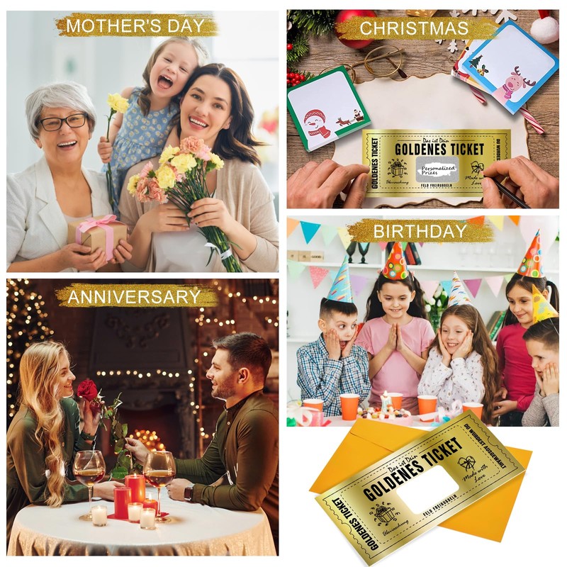 EOPUOZS 2 x Golden Ticket, Scratch Cards to Write Yourself,