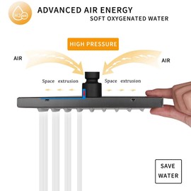 Oil Rubbed Bronze Shower Head Blucky 8 inch High Pressure Square Rain Shower Head Luxury Modern Look Bathroom Rainfall Showerhead 304 Stainless Steel Ultra Thin Shower Head