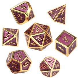 ORUZA DND Metal Dice Set Purple Polyhedral Dice Set D&D Dice Set for Dungeons and Dragons RPG MTG TTRPG Pathfinder Role Playing Table Games Dice Pack of 7