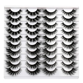Pooplunch Pestañas Postizas, 20 Pares, Volumen Esponjoso, 18 Mm, Efecto Ojo De Gato, Extensiones De Tira Completa, Tenues, Largas, Cruzadas, Dramáticas, De Visón Sintético, Paquete Al Por Mayor.