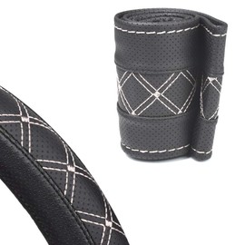 SV1312G Steering Wheel Cover Black/Grey for All Steering Wheel Types 37 cm - 39 cm for Lacing