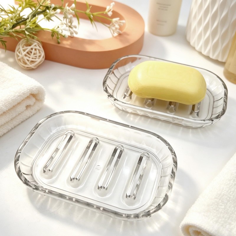 2 Pack Clear Soap Dish Holder for Bar Soap, Bathroom
