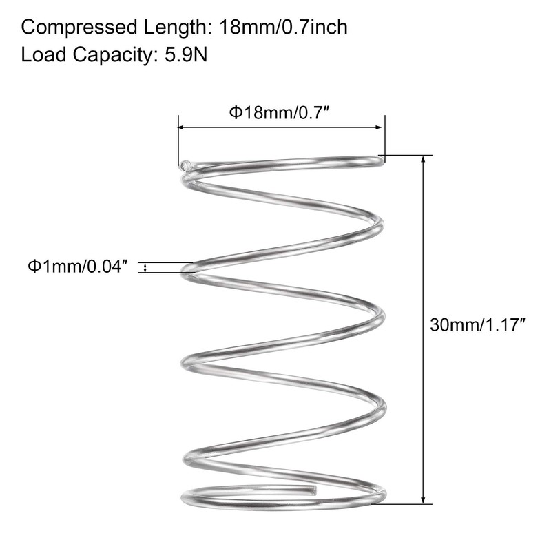 sourcing map Compression Spring, 304 Stainless Steel Compression Springs, Silver
