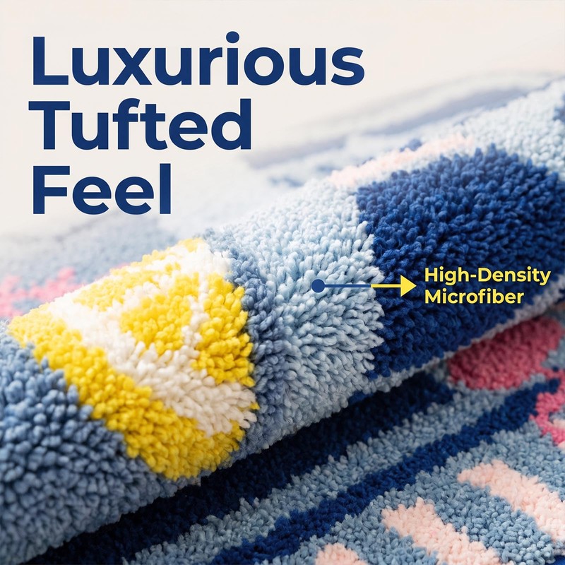 Mocsicka Sardine Bath Mat – Cute Funny Non-Slip Waterproof Blue