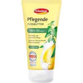 Schaebens Pflegende Fußbutter für trockene Füße mit Sheabutter, Zitronenextrakt und Pfefferminzextrakt. Intensive Feuchtigkeit für schöne Füße - zieht schnell ein - 75 ml