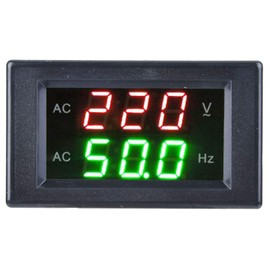 AC Voltmeter Meter, Digital Frequency Meter, Data Intuitive, Generator Dual Display LED Digital AC Voltmeter Frequency Meter Testing Tool(Black)