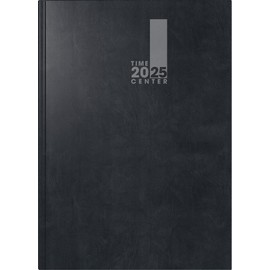 BRUNNEN Book Calendar TimeCenter Model 726 (2025), 2 Pages = 1 Month, A5, 272 Pages, Baladek Cover, Black