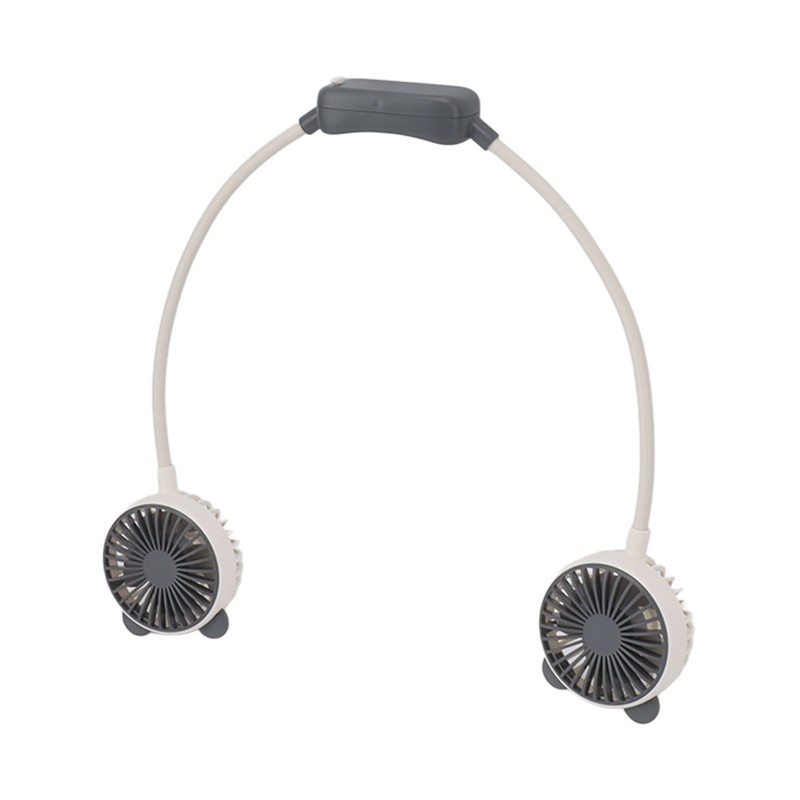 Portable Neck Fan Dual Head Bendable Wearable USB Rechargeable Hand