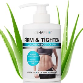 Reshape+ Collagen Body & Face Cream Moisturizing Skin Care Lotion, Skin Tightening Cellulite Body Lotion Improves Skin Elasticity, Plumps Sagging Skin W/Green Tea, Aloe Vera, & Chamomile, 15 Fl Oz