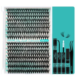 Lash Clusters Kit 320Pcs,30D 40D Eyelash Extension Kit,Lash Bond and Seal Waterproof,Lash Remover for Individual Cluster Lashes Kit,Lash Applicator Tool for DIY Lash Extension Kit(D-Mix9-16mm Kit)