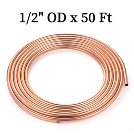 GOORY Copper Tubing 1/2" OD x 0.445" ID x 50 Ft - 99.9% C12200 Pure ACR Tube - ASTM B280 Refrigeration T2 Copper Tube Soft Coil - Round Seamless Tubing for Refrigerator HVAC System Industry DIY