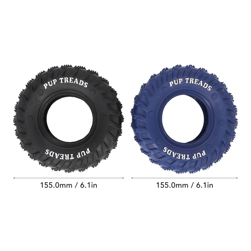 2Pcs Blue Black Rubber Tire Dog Chew Toy Safe Tire