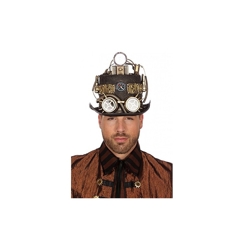 shoperama Black Steampunk Cylinder with Bronze Decorations and Goggles Size