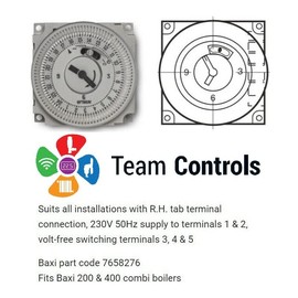 Team Controls Baxi 200 & 400 Combi Boiler Timer Clock 24 Hour - TC-FM09