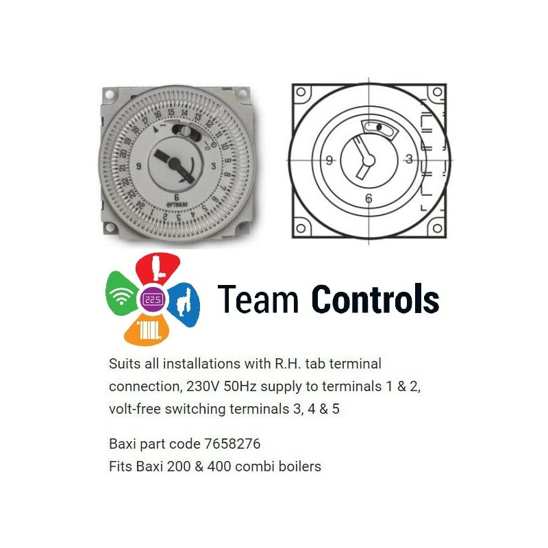 Team Controls Baxi 200 & 400 Combi Boiler Timer Clock