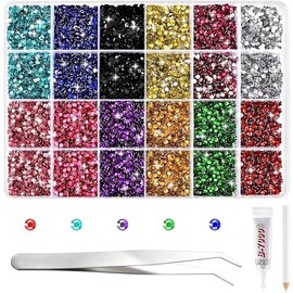 35700 count  Rhinestones Kits 12 Colors Flatback Round Jelly Rhinestones with Tweezers Glue Pen 3 mm Bedazzling Non Hotfix   for  DIY Crafts  Tumblers Mugs Clothing - Color: Yellow