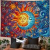Sun and Moon Tapestry Boho Hippie Orange Red Blue Floral