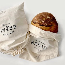 All Natural Linen Bread Bags (Set of 2): Unbleached, Reusable Drawstring Storage Bags for Artisan Boule Bread | Great as Everyday Storage, Organization, and Gift Bag for Homemade Baked Goods | 2 Pack