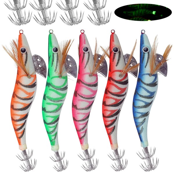 Egging Lure, Egg, Squid Fishing, Egi Set, 5 Colors, Bait