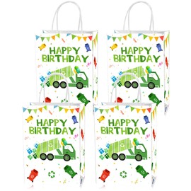 Roselush 16 Pcs Garbage Truck Birthday Goodie Bag,Garbage Trash Truck Bday Gift Snacks Treat Candy Party Favors Bags for Waste Management Recycling Theme Birthday Party Decorations Supplies