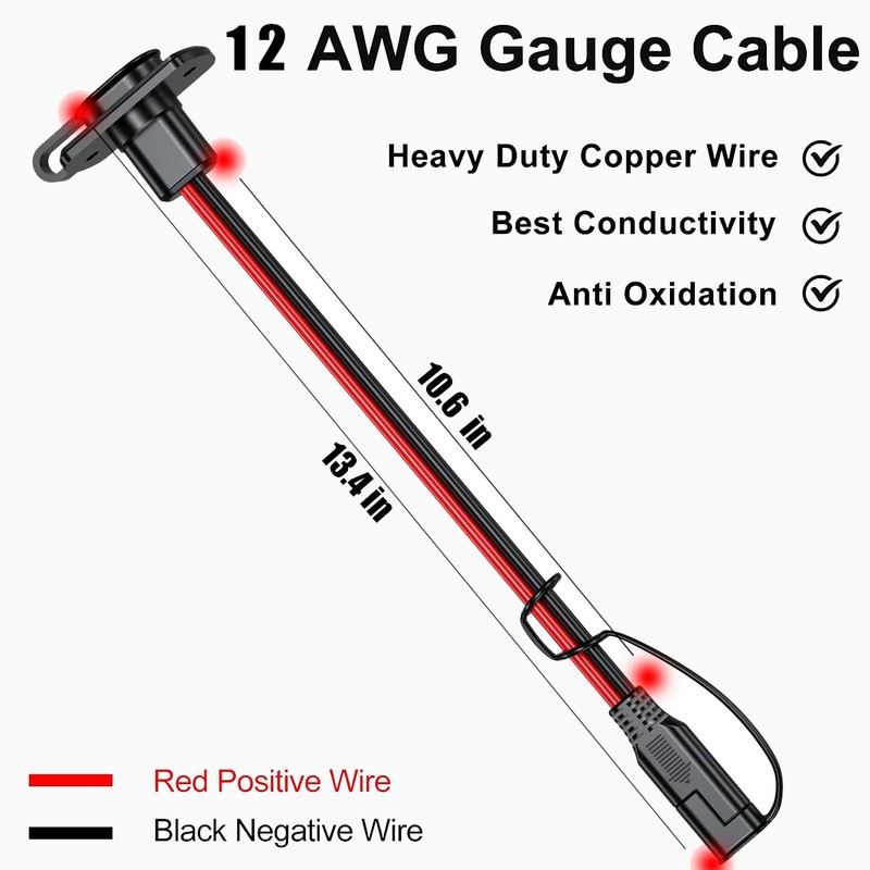 Depvko 2Pcs SAE Quick Connector Harness, 1FT 12AWG SAE Adapter