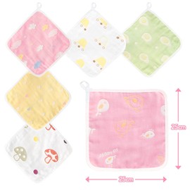 Pakalik Gauze Handkerchief, 6 Pieces, Baby Towel, Loop Towel, For Children, 100% Cotton, 6 Layer Gauze, Breathable, Soft, Mouth Wiping Towel, Nursery School, Approx. 9.8 inches (25 cm), For Newborn
