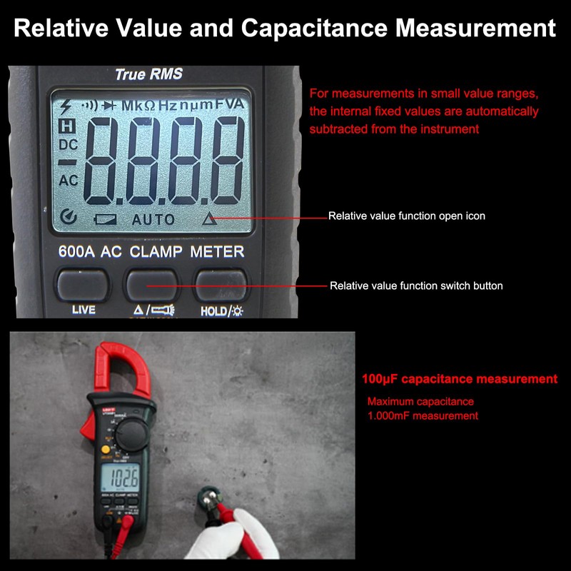 Clamp Meter, UNI-T UT200B+ Current Clamp AC Current True RMS