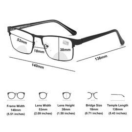 XINGNIAN 3 Pairs Mens Classic Bifocal Reading Glasses Stylish Square Spring Hinge Business Rectangle Metal Readers +2.00