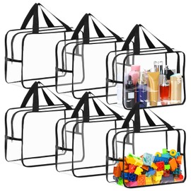 Dulynva 6 Storage Bags for Toys, 35 x 18 x 24 cm Toy Storage Bag with Zip, PVC Transparent Waterproof Storage for Puzzles, Building Blocks, Books
