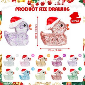 50PCS Mini Christmas Ducks,Resin Mini Ducks,tiny Ducks,glow in The Dark Ducks,Figures Ornament for Micro Landscape Garden,Christmas Party Bag Fillers Indoor Decoration