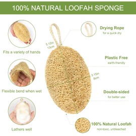 WNYDTSOG 6 Stücke Natürlicher Luffa-Peeling-Körper-Peeling, Dusche Luffa für Rücken und Gesicht Haut, Rücken-Peeling für Männer, Scrub Schwämme Schwämme, Non-Scratch