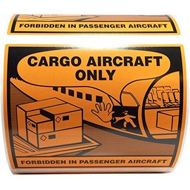 Cargo Aircraft Only Warning Labels 4 x 4 3/4 Inch 500 Adhesive Stickers