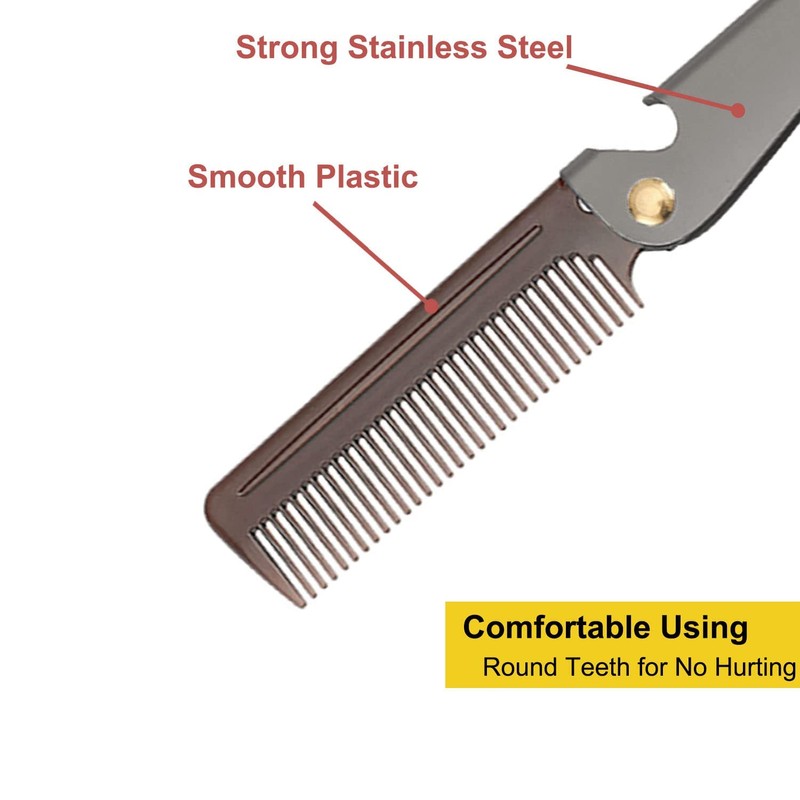 Stainless Steel Folding Comb, Pocket Comb for Men and Women,