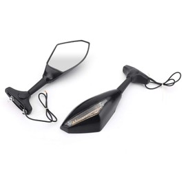 VIPIH Black Rear View Side Mirrors With LED Turn Signals Fit For SUZUKI GSXR 600 750 1000 For Hayabusa GSF Katana TL1000R