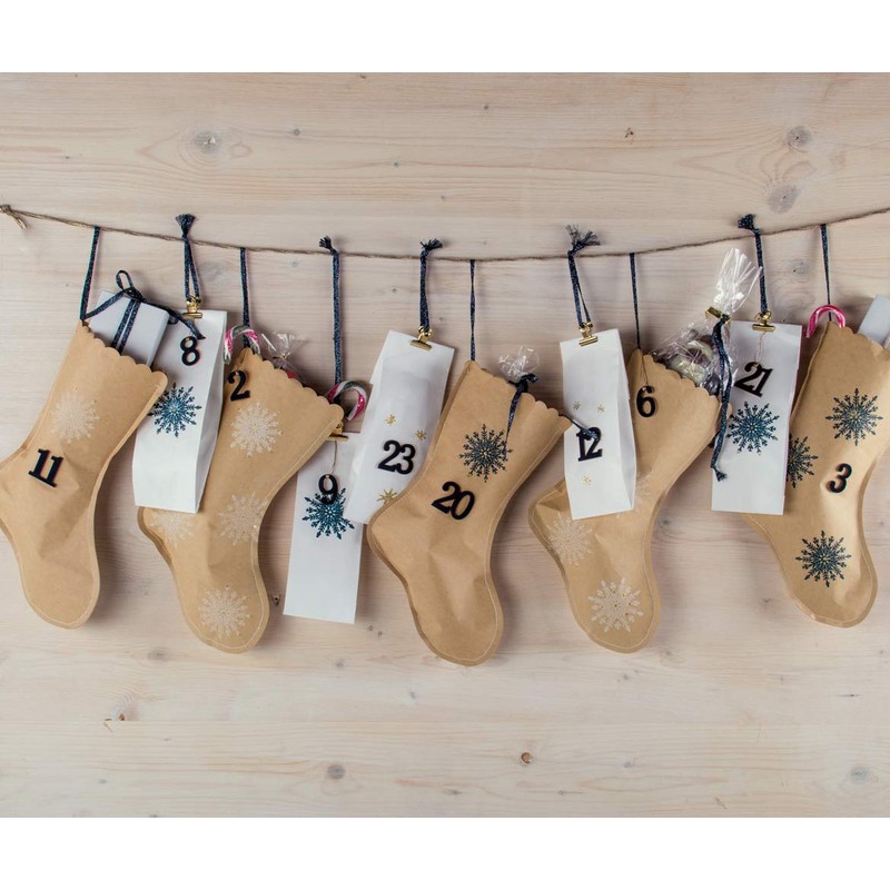 Rayher 67321521 Kraft Paper Christmas Stockings, 27.5 x 18 cm,