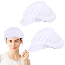 letcdfer 2 PCS Chef Hats Adjustable Cooking Cap with Brim for Kitchen Restaurant Half Mesh Half Cloth Catering Hats Breathable Waiter Cap Professional Bakers Hat for Kitchen Restaurant Cooking White