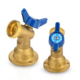 2-Pack HeSun Brass Sillcock Hose Bibb Valve, 1/2" Female NPT Inlet x 3/4" Male Hose Thread (GHT) Outlet, 1/4 Turn Blue Outdoor Faucet/Valve