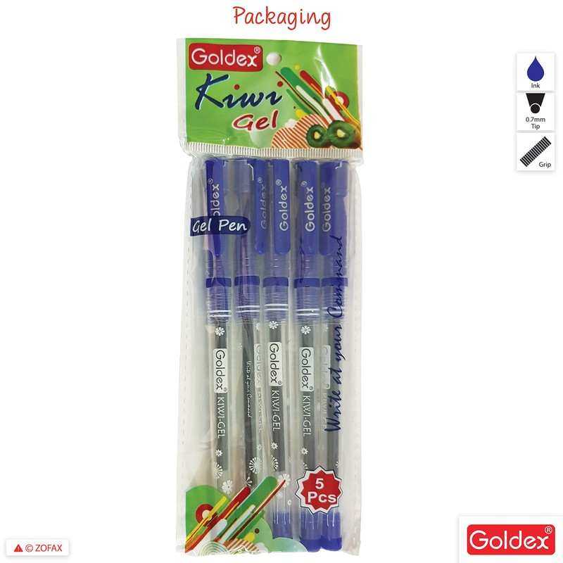 Goldex Kiwi BLUE 5 x 0.7mm Tip Soft Gel Pens