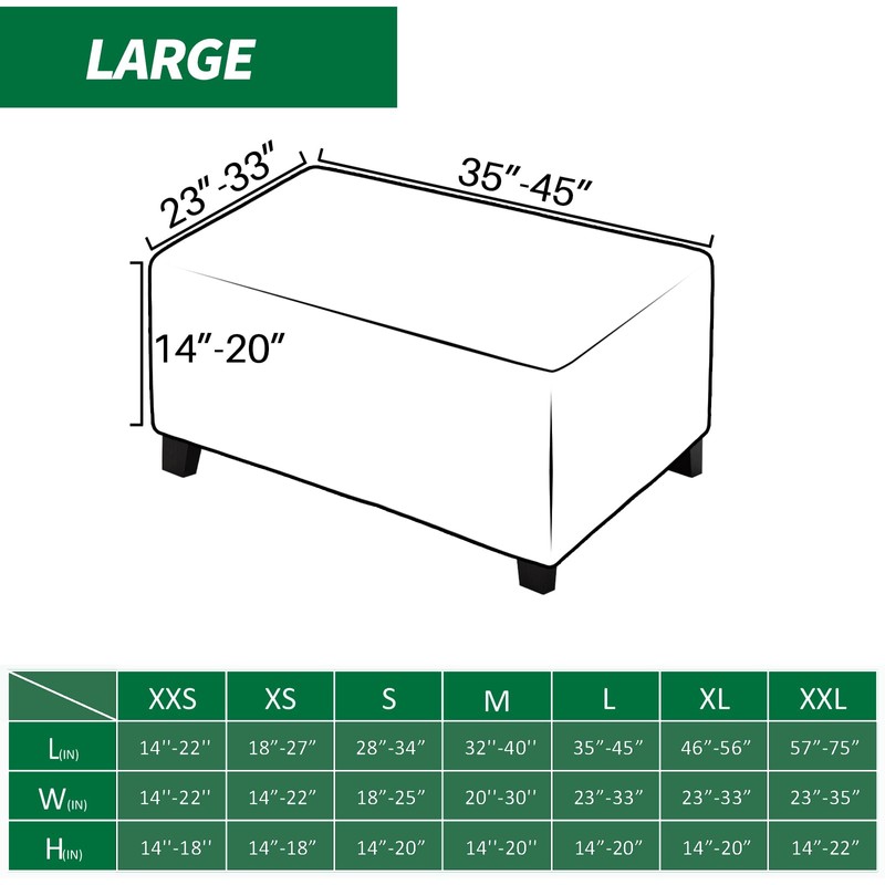 MAXIJIN Stretch Ottoman Cover Rectangular Ottoman Slipcovers for Footstool with