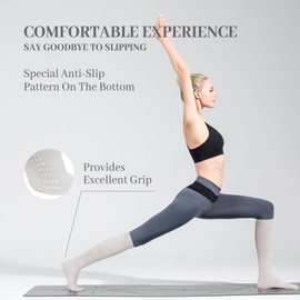 ZAKASA Women's Slouch Scrunch Grip Socks: Non Slip Long Slouchy Socks for Women Grippy Knee High for Yoga Pilates Barre Hospital 3 Pairs