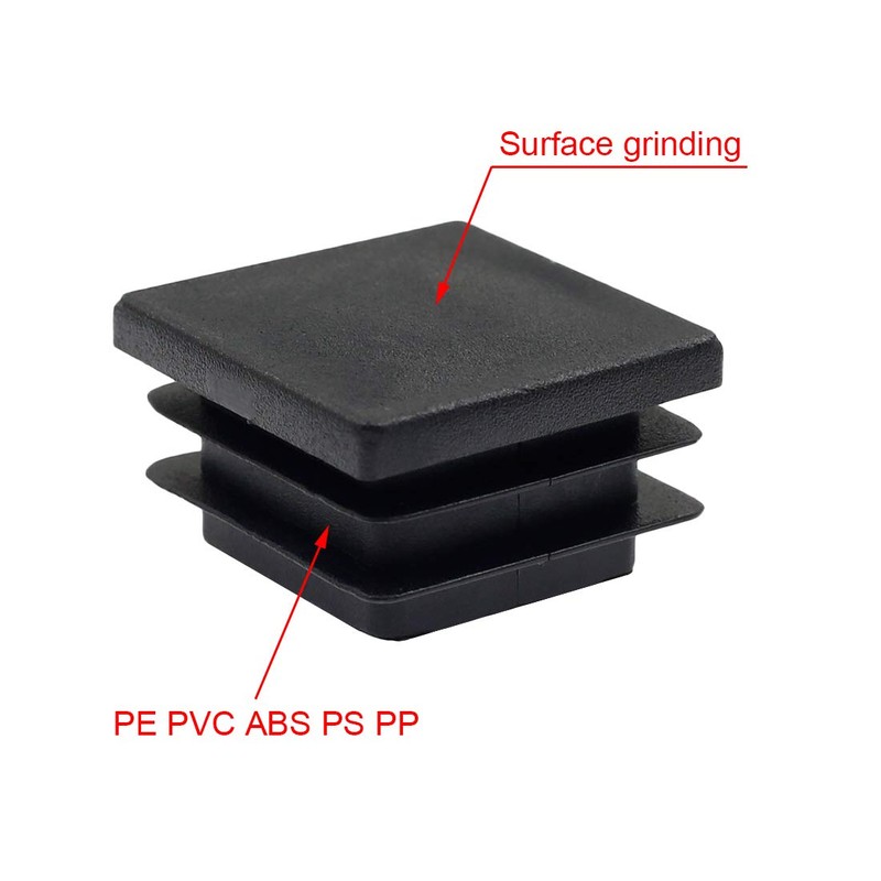 Suiwotin 4Pack 50mm (2 Inch) Square Plastic Plugs, Black Plastic