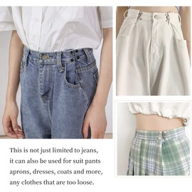 36 Pieces Jean Button Pins Adjustable Waist Buckle Extender Set, No Sewing Required Jean Buttons, Pant Waist Tightener for Jeans Dress Fit Instant Button, 6 Set(Style A)