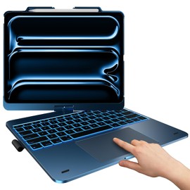 typecase Touch Case with Keyboard for iPad Pro 13-inch(M5/M4, 2025/2024), iPad Air 13-inch(M3/M2, 2025/2024) & iPad Pro 12.9-inch, Trackpad, 360° Rotatable, 11-Colors Backlit, Lake Blue