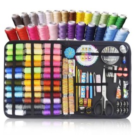 Kit de Costura con 200 Piezas,Suministros de Costura Premium con Caja Porttil,Costurero con Carrete de Hilos, Agujas y Accesorios para el Hogar,...   