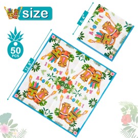 WERNNSAI 50PCS Hawaiian Party Napkins - Luau Party Decorations 3 Ply Tropical Paper Napkins Summer Theme Birthday Supplies for Luncheon Dinner Pool Birthday Favors